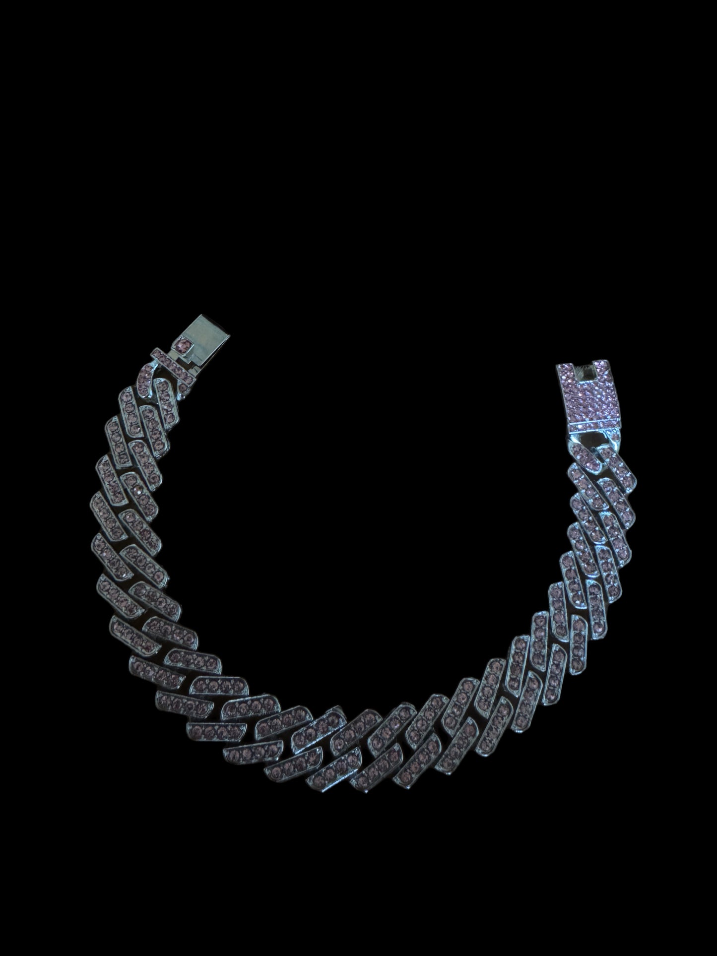 Pink Iced Out Cuban Bracelet